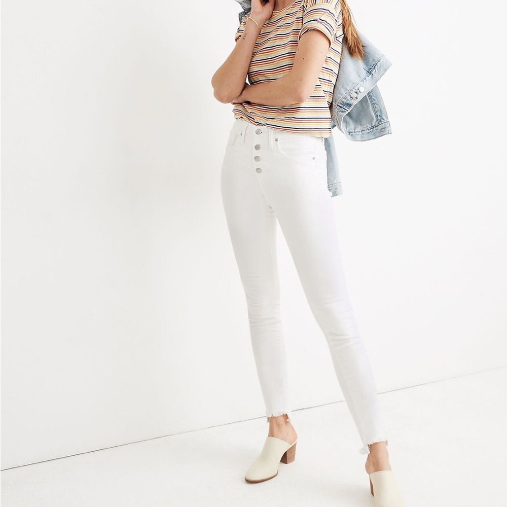 Madewell 10" High-Rise Skinny Jeans in Pure White: Step-Hem Edition